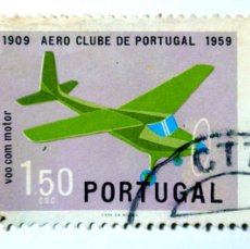 Sellos: SELLO POSTAL ANTIGUO PORTUGAL 1960 1,50 ESCUDO AERO CLUBE DE PORTUGAL -RAREZA IMPRESIÓN INVERTIDA