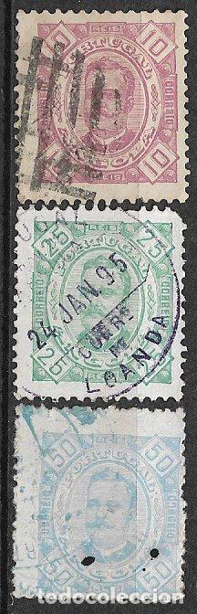 Selos: PORTUGAL, Angola, 1893, YVERT T. n&ordm; 26, 29 y 30 (o)