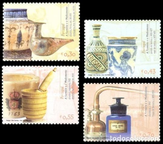 Sellos: Portugal 2003, Stampwolrd 2727/30 ''Objetos de Farmacia''./ Imp. Lito MAIA./ Nuevos, sin fijasello