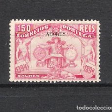 Sellos: AZORES.PORTUGAL. 1894. V CENTENARIO ENRIQUE EL NAVEGANTE, SOBRECARGA AZORES. 150 REIS CARMIN (*)