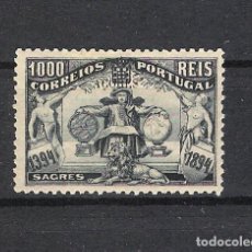 Sellos: AZORES.PORTUGAL. 1894. V CENTENARIO ENRIQUE EL NAVEGANTE, SOBRECARGA AZORES. 1000 REIS NEGRO (*)
