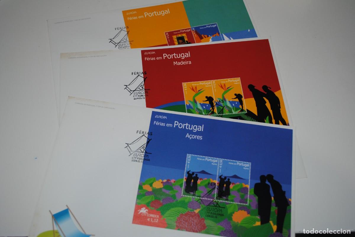 Sellos: 3 SOBRES PRIMER DIA-SERIE COMPLETA-EUROPA-PORTUGAL-AZORES Y MADEIRA-2004