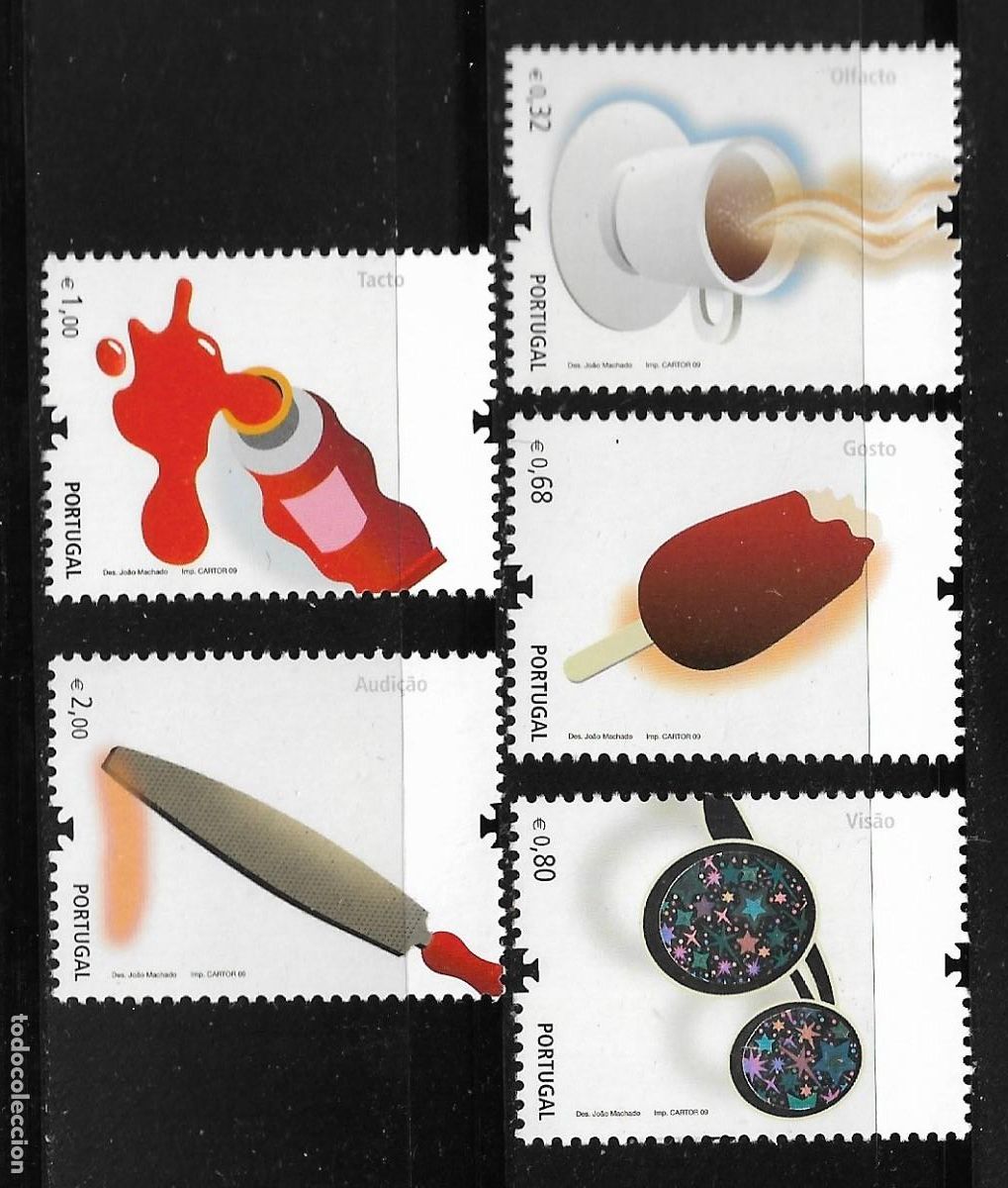 Briefmarken: PORTUGAL 2009, Ivert 3432/36 - LOS CINCO SENTIDOS. MNH.