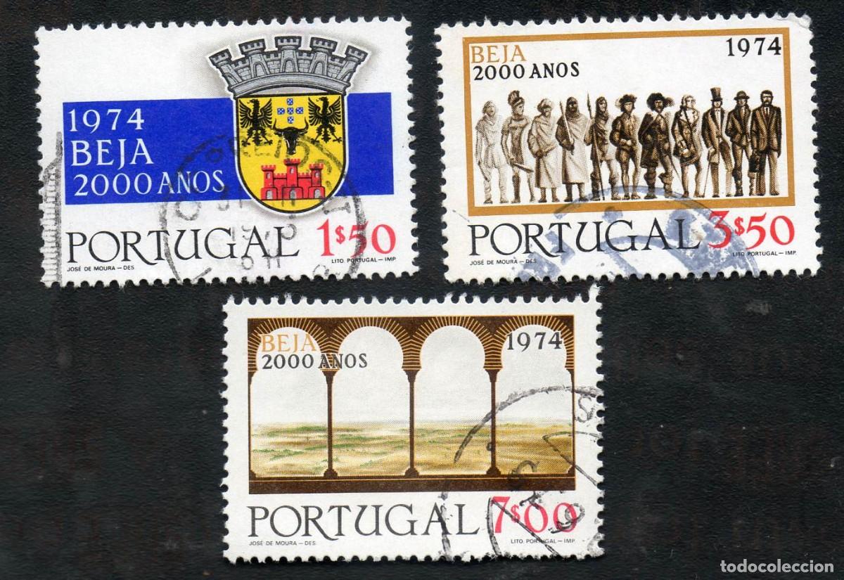 Sellos: FILA PORTUGAL 1974 AF-1230-1232 YVERT 1240-1242 20 SECULOS HIST&Oacute;RIA BEJA CIRCULADA (O)