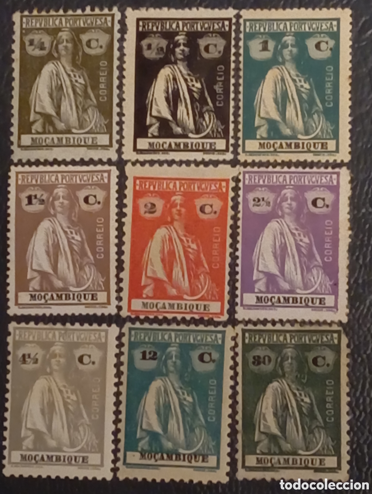 Sellos: Mozambique 1913-14 - Serie Ceres - Lote 9 Valores - Scott #149/164 - MH*