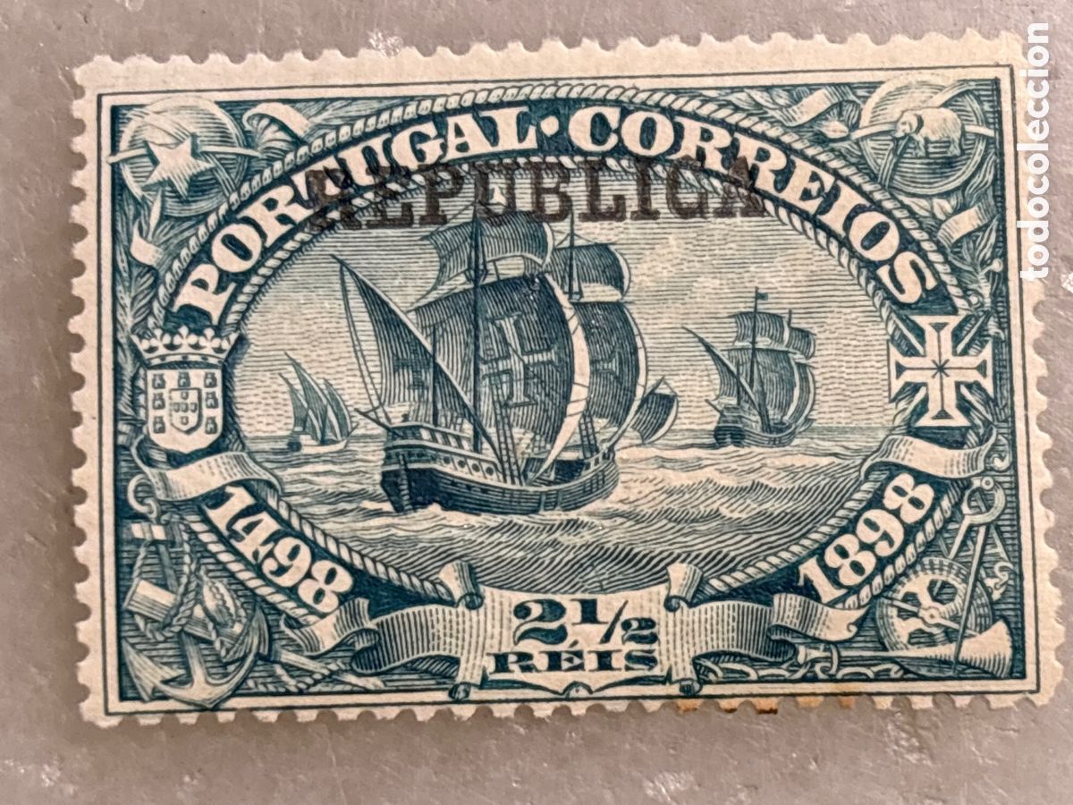 Stamps: Sello Portugal, 1911 vasco de gama habilitado con Rep&uacute;blica