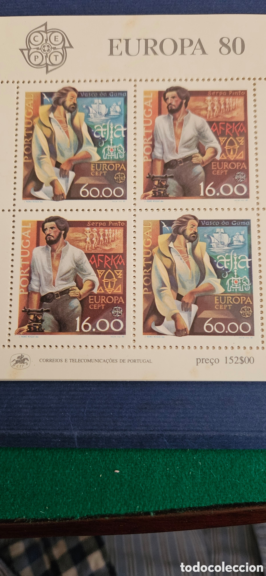 Sellos: PORTUGAL EUROPA 80, HOJITA BLOQUE