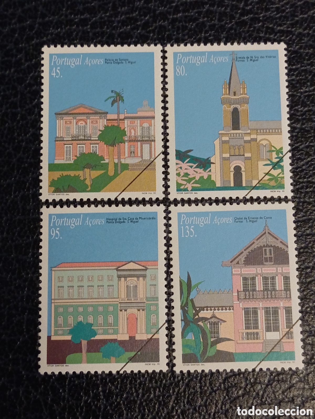Sellos: &iexcl;VARIEDAD! Azores 1995 - Serie Arquitectura Completa - Nueva Impecable (Cat. Michel 452/455)
