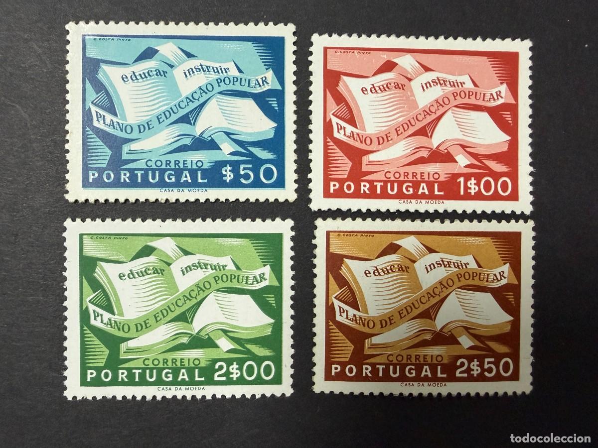 Sellos: PORTUGAL,1954.YVERT 807/10.CAMPA&Ntilde;A NACIONAL DE ALFABETIZACI&Oacute;N.SERIE COMPLETA.NUEVOS.CON FIJASELLOS