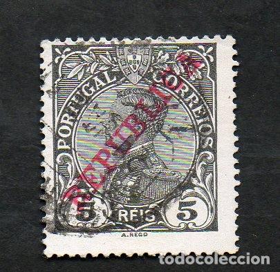 Sellos: FILA 1910 PORTUGAL AF-171 YVERT-169 D.MANUEL II SOBRECARGA REP&Uacute;BLICA CIRCULADO