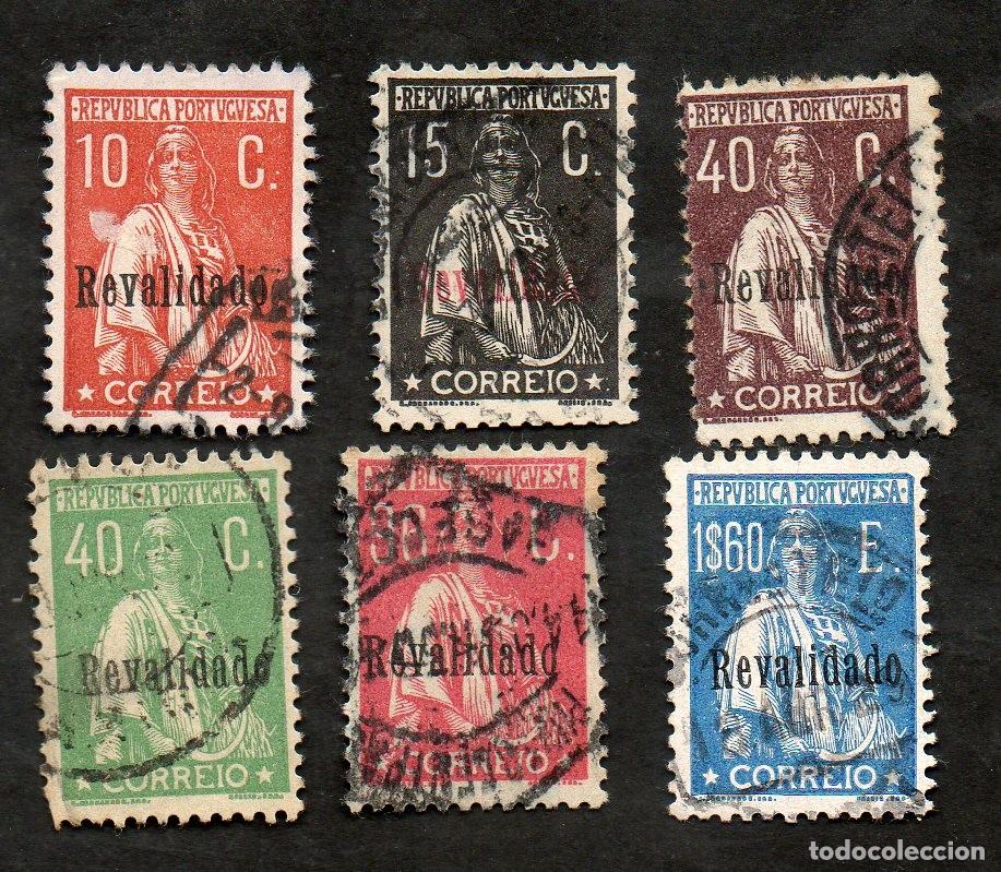 Sellos: FILA 1929 PORTUGAL AF-488-493 YVERT-507-512 CERES C/SOBRECARGA REVALIDADO CIRCULADO