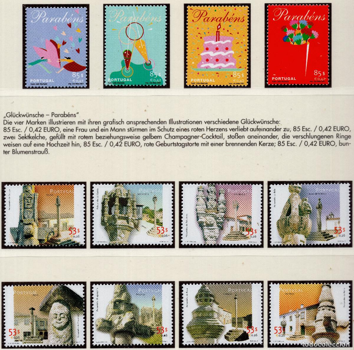 Sellos: PORTUGAL 2001 STAMP MICHEL PT 2504-2507+2531-2538