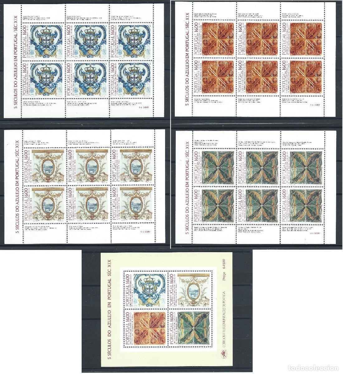 Sellos: Portugal N&deg;1604a+1618a+1619a+1622a+ Bloc 47** (MNH) 1984 - Art &rdquo;Fa&iuml;ence Azulejo&rdquo;