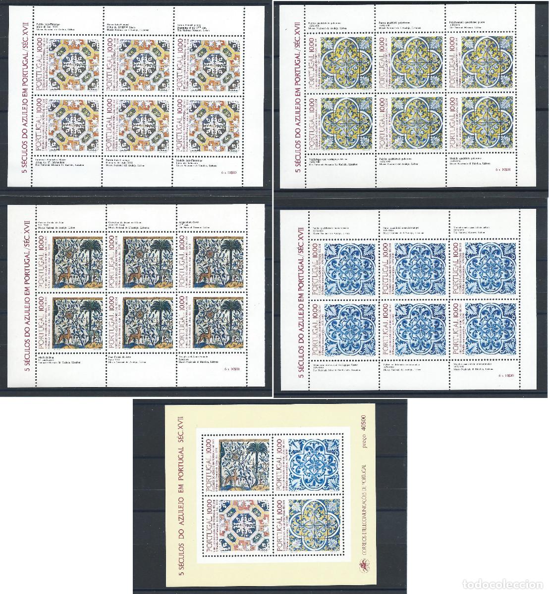 Sellos: Portugal N&deg;1536a+1547a+1554a+1561a+ Bloc 39** (MNH) 1982 - Art &rdquo;Fa&iuml;ence Azulejo&rdquo;