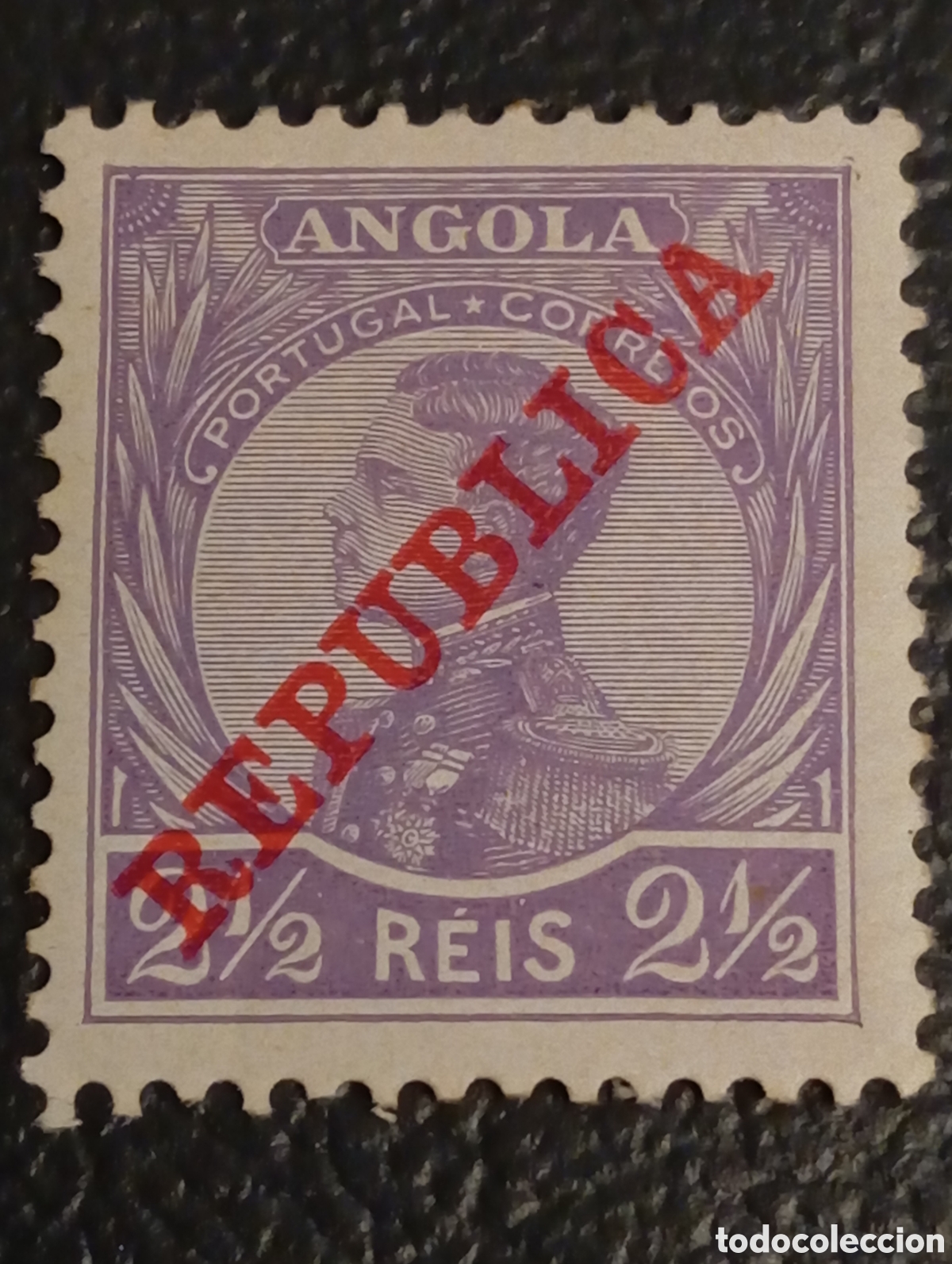 Sellos: Angola 1912 - D. Manuel II &rdquo;Rep&uacute;blica&rdquo; 2&frac12; R&eacute;is Violeta - Cat. Scott #118 / SG #166 - MH