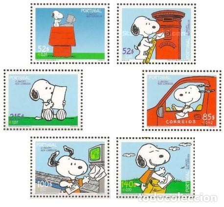 Sellos: Portugal 2000, SW2456/61 &rdquo;Snoopy y el correo&rdquo;./ Nuevo, sin charnela. MNH.