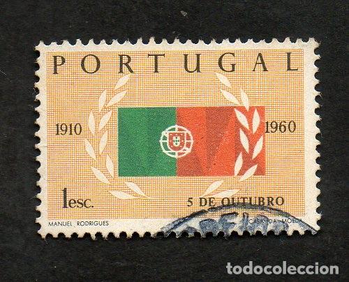 Sellos: FILA PORTUGAL 1960 AF-873 YVERT 883 CINQUENTEN&Aacute;RIO DA REP&Uacute;BLICA CIRCULADO (O)