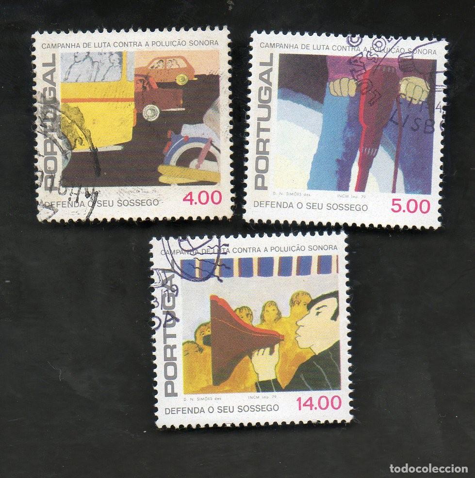 Sellos: FILA PORTUGAL 1979 AF-1418-1420 YT-1416-1418 POLUI&Ccedil;&Atilde;O SONORA CIRCULADO