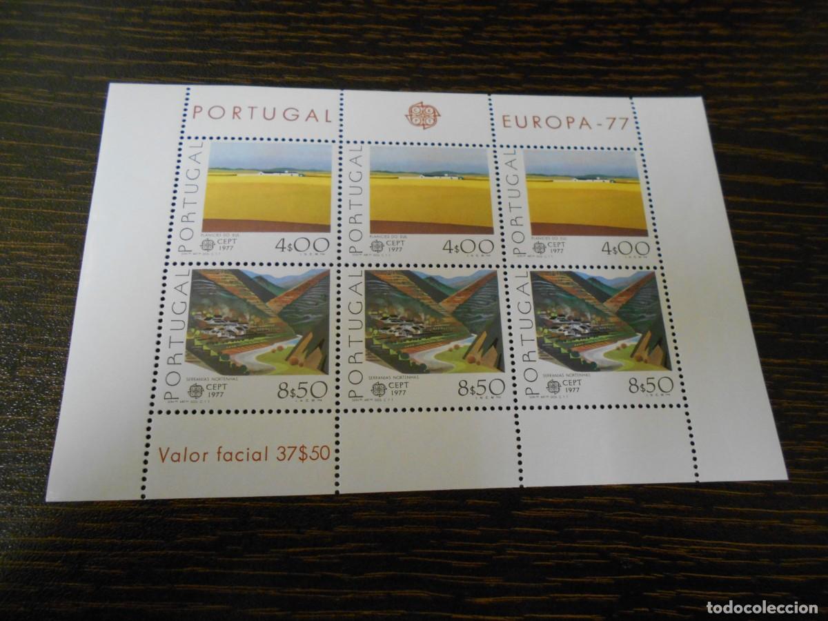 Sellos: PORTUGAL-HOJA BLOQUE-6 SELLOS-PAISAJES-EUROPA 1977