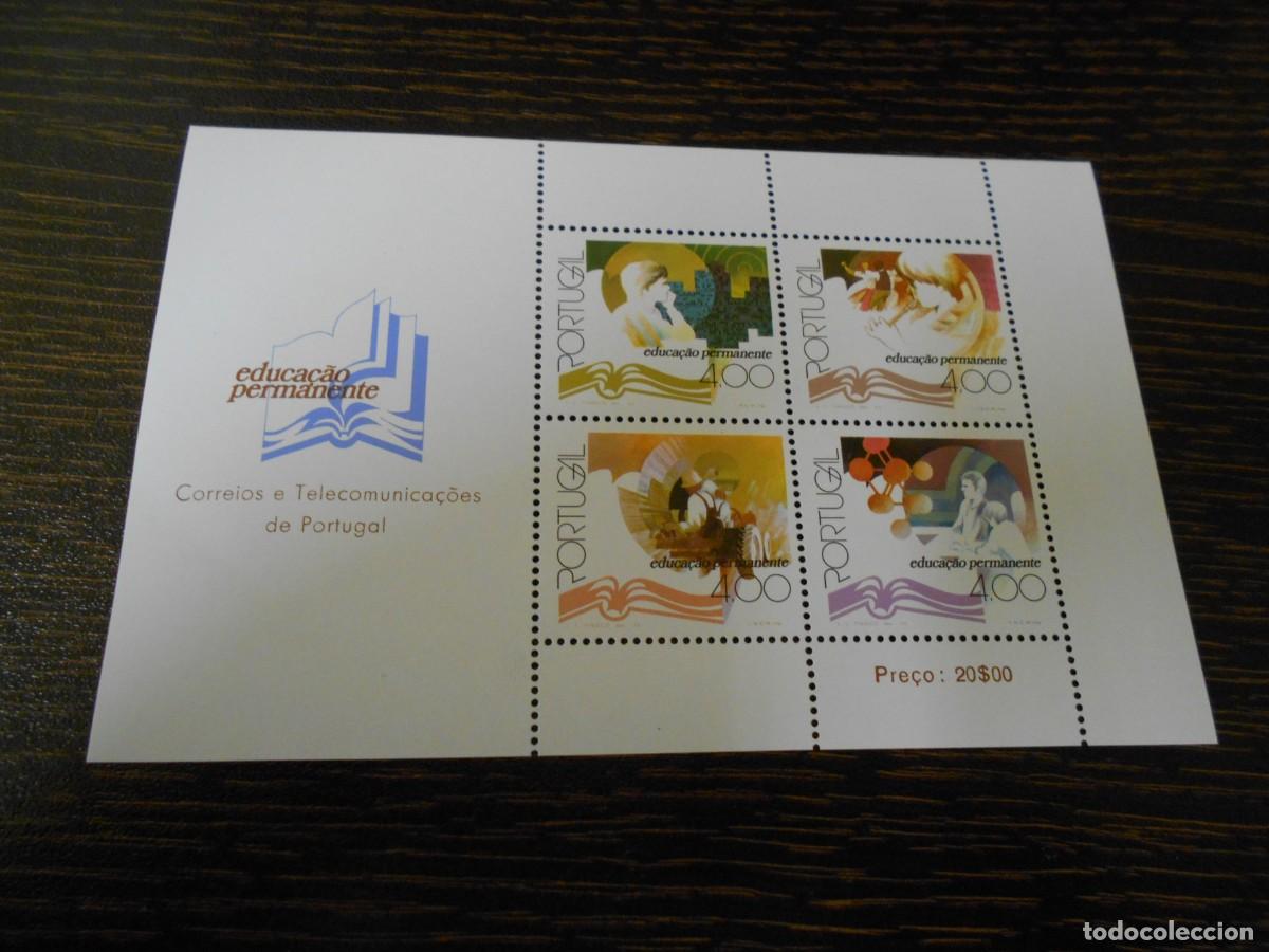 Sellos: PORTUGAL-HOJA BLOQUE-1977-4 SELLOS-EDUCACI&Oacute;N PERMANENTE