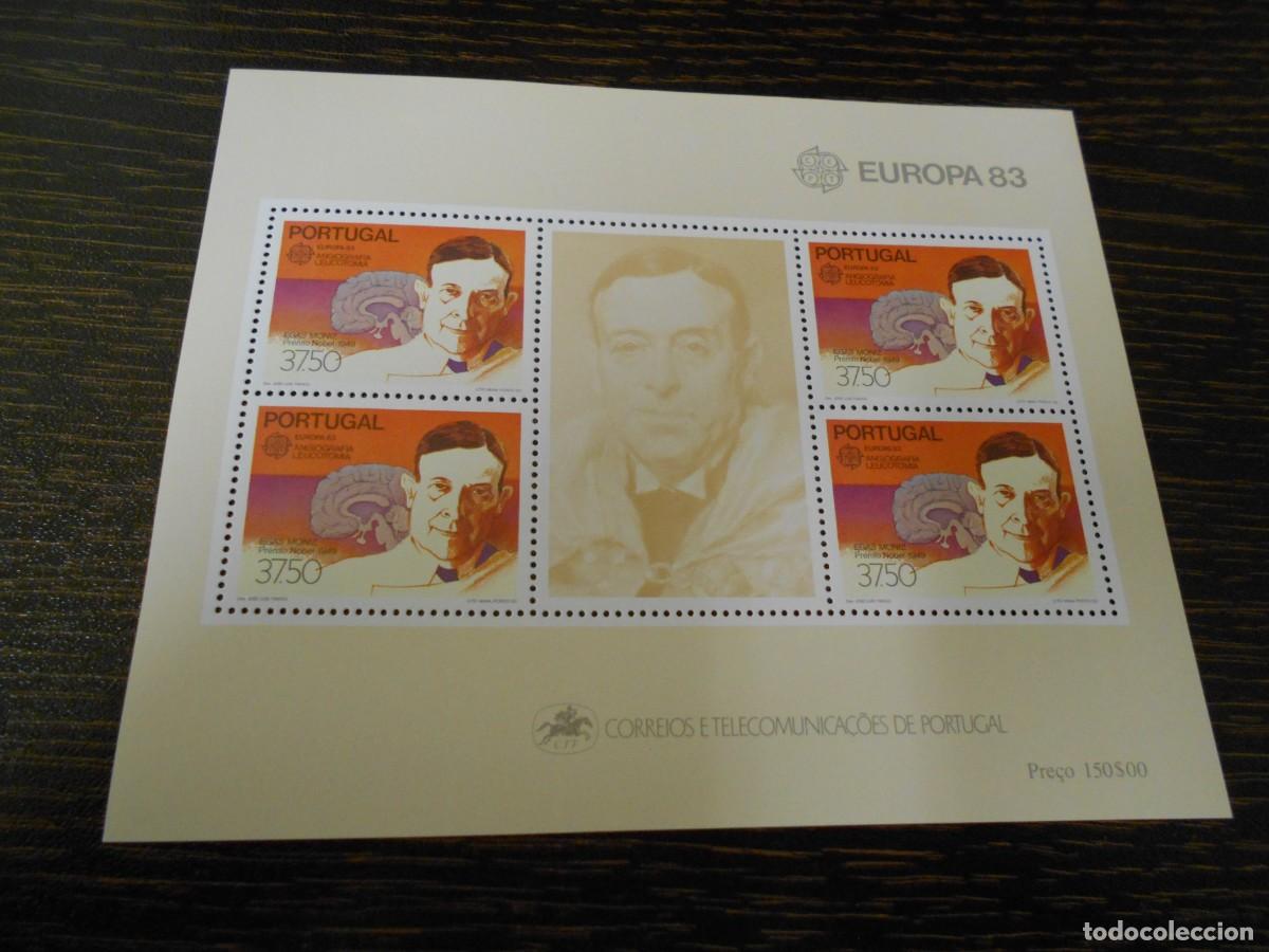 Sellos: PORTUGAL-HOJA BLOQUE-1983-EUROPA 1983-PREMIO NOBEL EGAS MONIZ