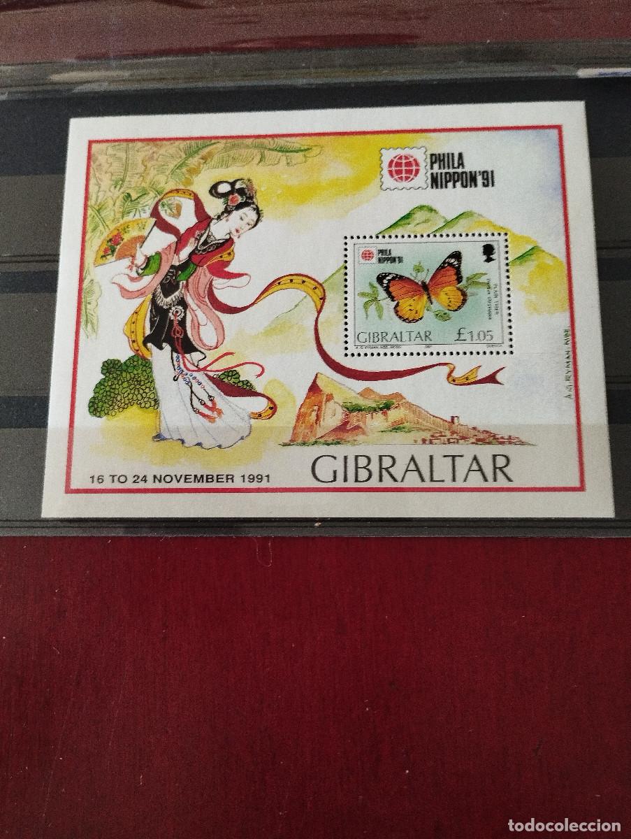 Sellos: HOJA BLOQUE DE GIBRALTAR A&Ntilde;O 1991 PHILANIPPON