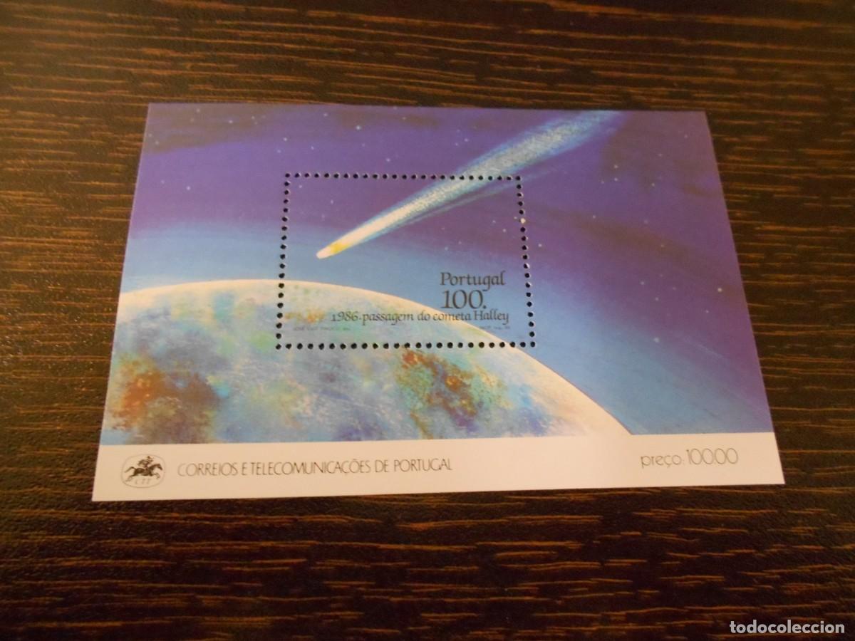 Sellos: PORTUGAL-HOJA BLOQUE-1986-PASO DEL COMETA HALLEY