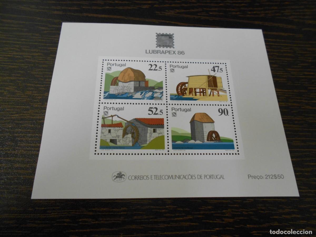 Sellos: PORTUGAL-HOJA BLOQUE-1986-LUBRAPEX 86-ACE&Ntilde;AS-MOLINOS HARINEROS