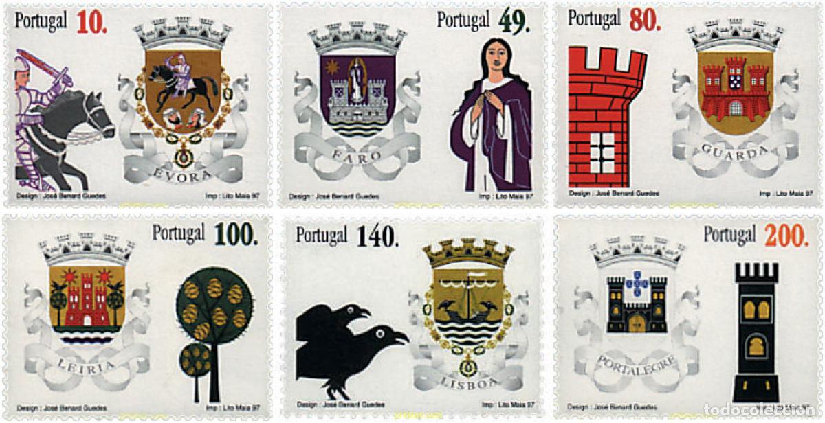 Sellos: 87105 MNH PORTUGAL 1997 ESCUDOS DE DISTRITOS PORTUGUESES.