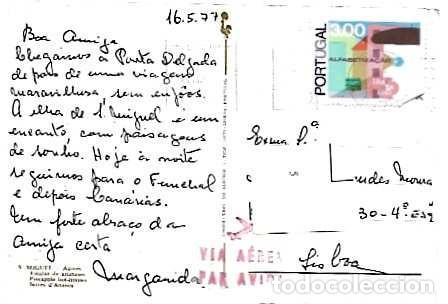 Sellos: Portugal & Marcofilia, Azores, S&atilde;o Miguel, invernaderos de pi&ntilde;a, Multi, Funchal a Lisboa 1977 (776)