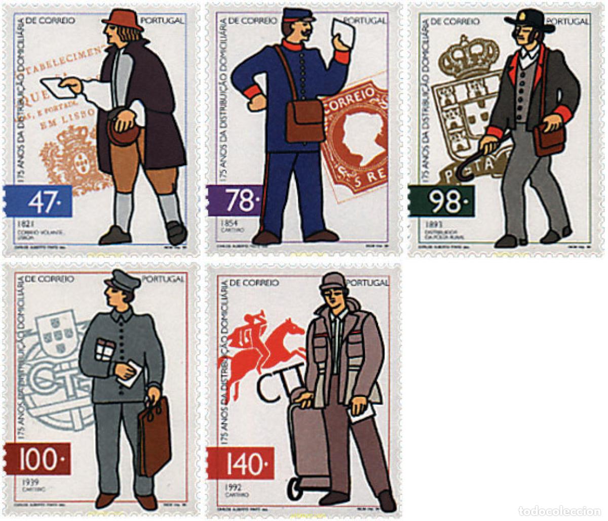 Sellos: 87144 MNH PORTUGAL 1996 175 ANIVERSARIO DE LA DISTRIBUCION DEL CORREO A DOMICILIO