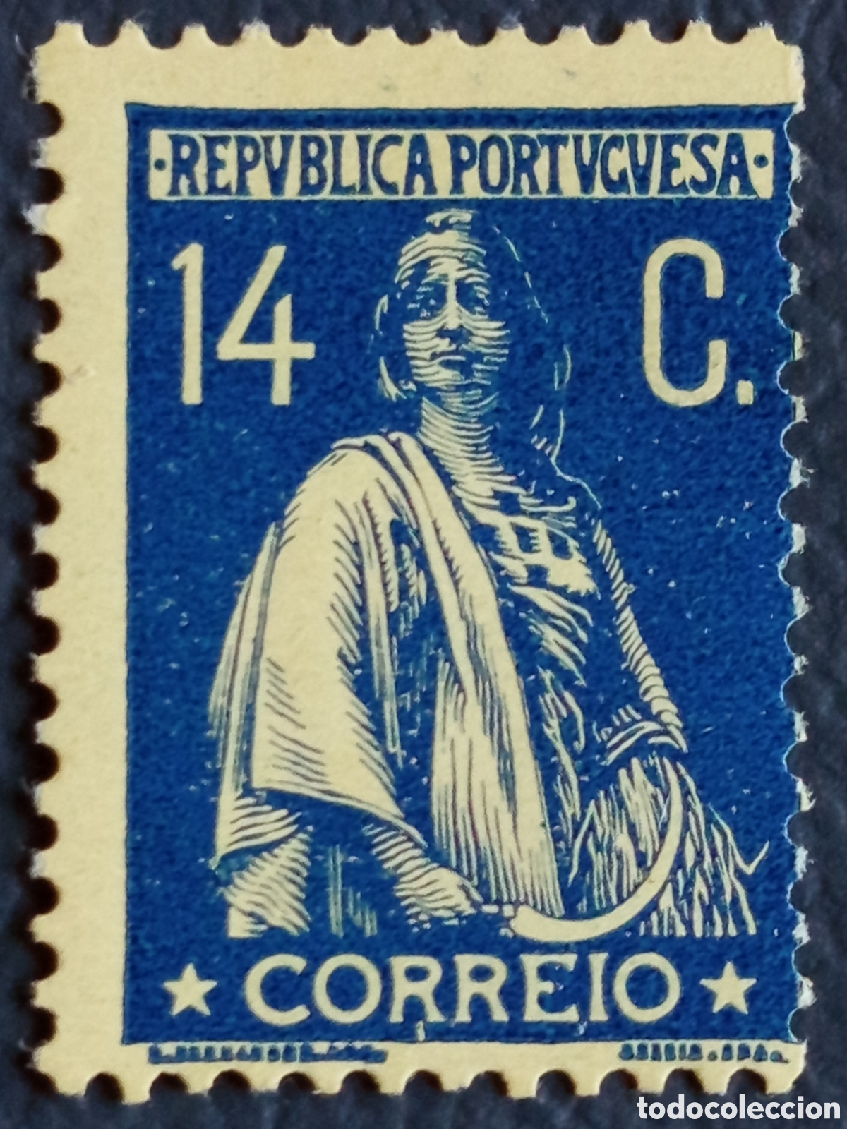 Sellos: Portugal 1920 14 C Azul Ceres Republica Portuguesa Scott 203 Mi 231 MNH