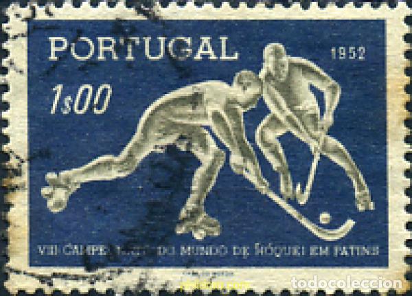 Sellos: 281760 USED PORTUGAL 1952 8 CAMPEONATOS DEL MUNDO DE HOCKEY SOBRE PATINES EN OPORTO