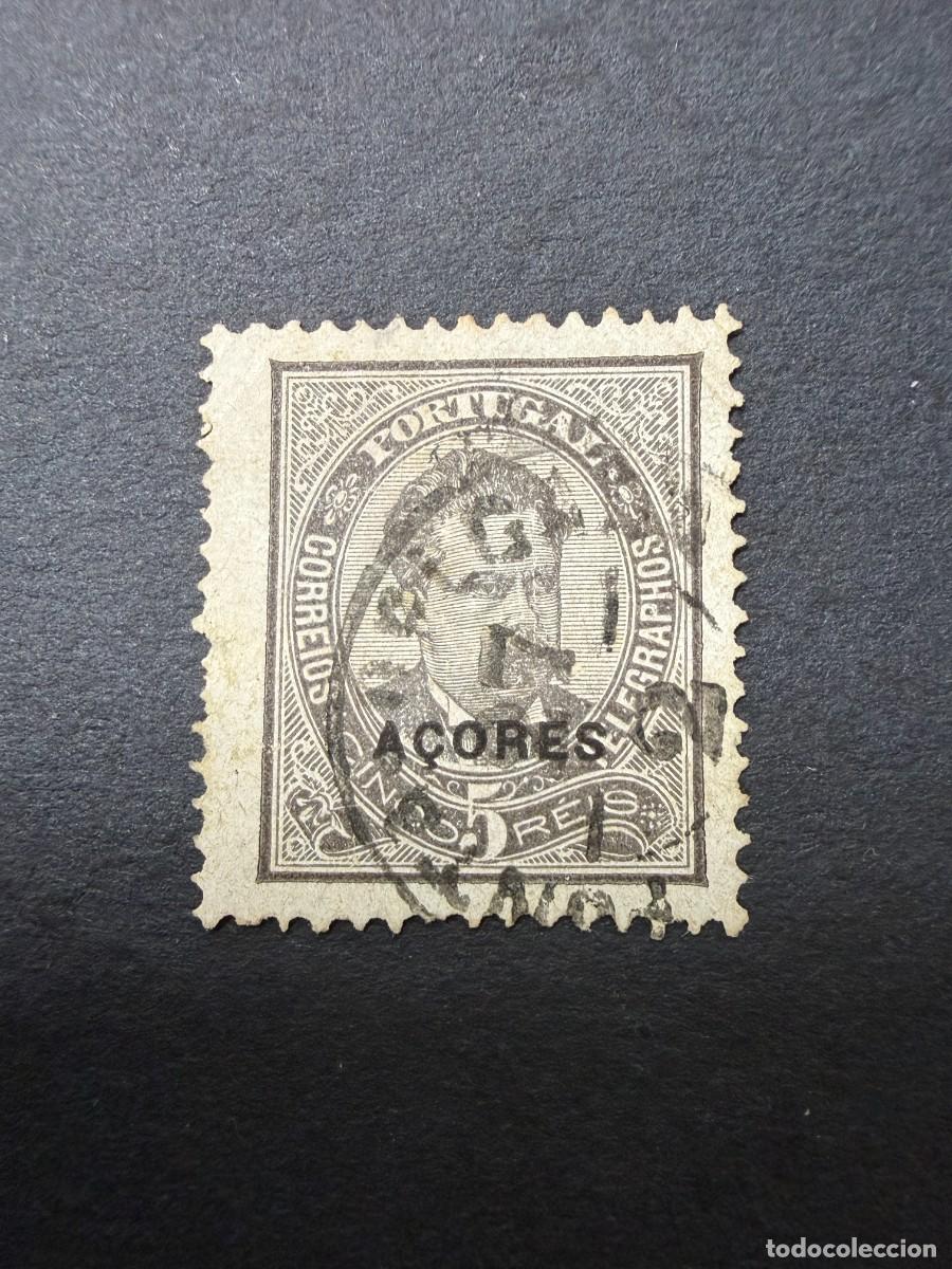 Sellos: AZORES, A&Ccedil;ORES, 1882. YVERT 52. REY LUIS I. HABILITADO. USADO.