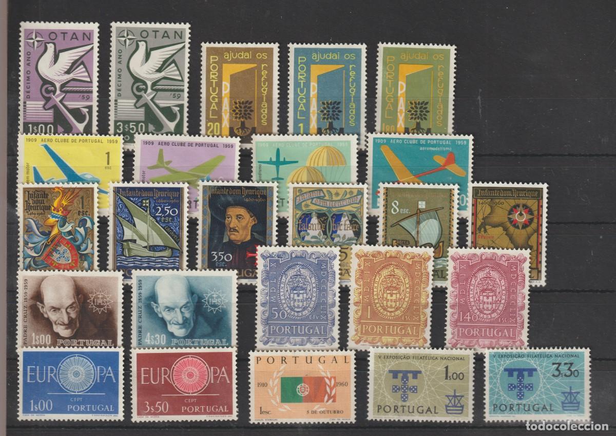Sellos: Portugal 1960 - A&ntilde;o completo Yvert 859/883 nuevos sin goma