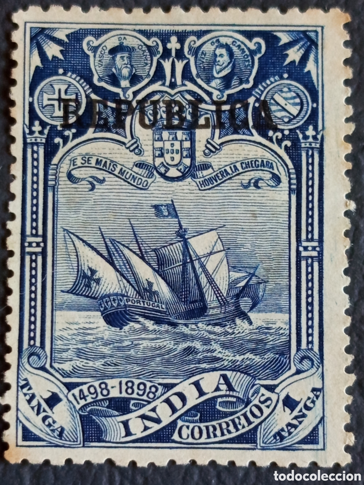 Sellos: Sello India Port. 1915 Sobreimpreso Vasco da Gama 1 Tanga MH.