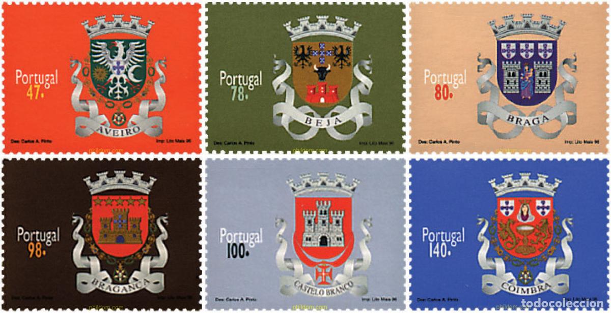 Sellos: 87143 MNH PORTUGAL 1996 ESCUDOS DE DISTRITOS PORTUGUESES.