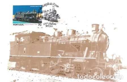 Sellos: Portugal & Maxima, Centenario de la Estaci&oacute;n Rossio, Locomotora de Vapor, Lisboa 1990 (105)