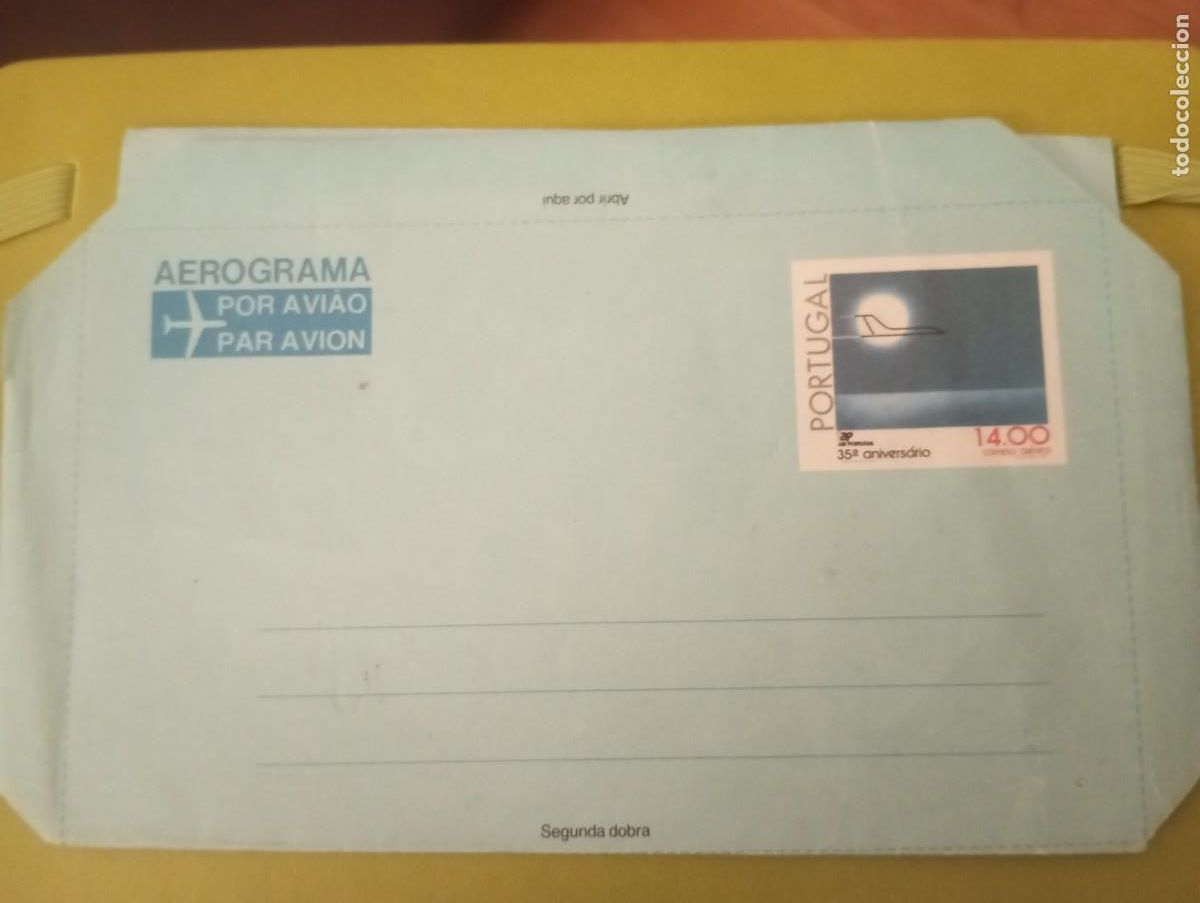 Sellos: PORTUGAL, AEROGRAMA PARA CORREO A&Eacute;REO, ANIVERSARIO DE LA TAP
