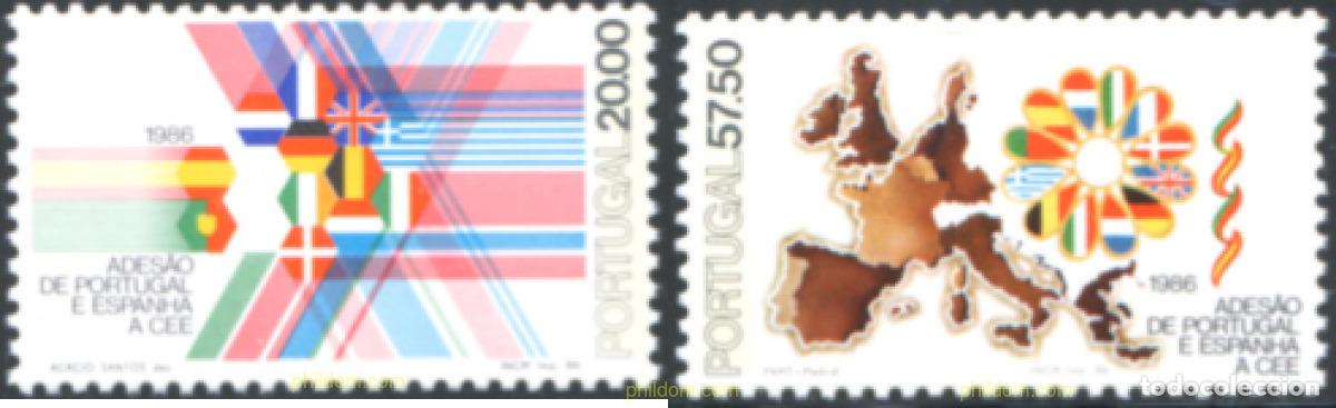 Sellos: 134559 MNH PORTUGAL 1986 ADMISION DE ESPA&Ntilde;A Y PORTUGAL AL SENO DE LA C.E.E.