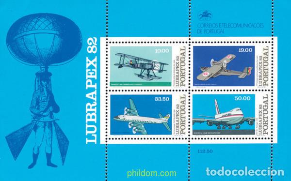 Sellos: 109060 MNH PORTUGAL 1982 LUBRAPEX 82. EXPOSICION FILATELICA INTERNACIONAL. AVIONES