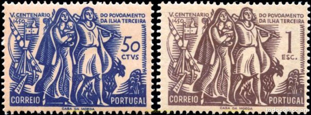 Sellos: 125391 MNH PORTUGAL 1951 5 CENTENARIO DE LA COLONIZACION DE LA ISLA DE TERCEIRA (AZORES)