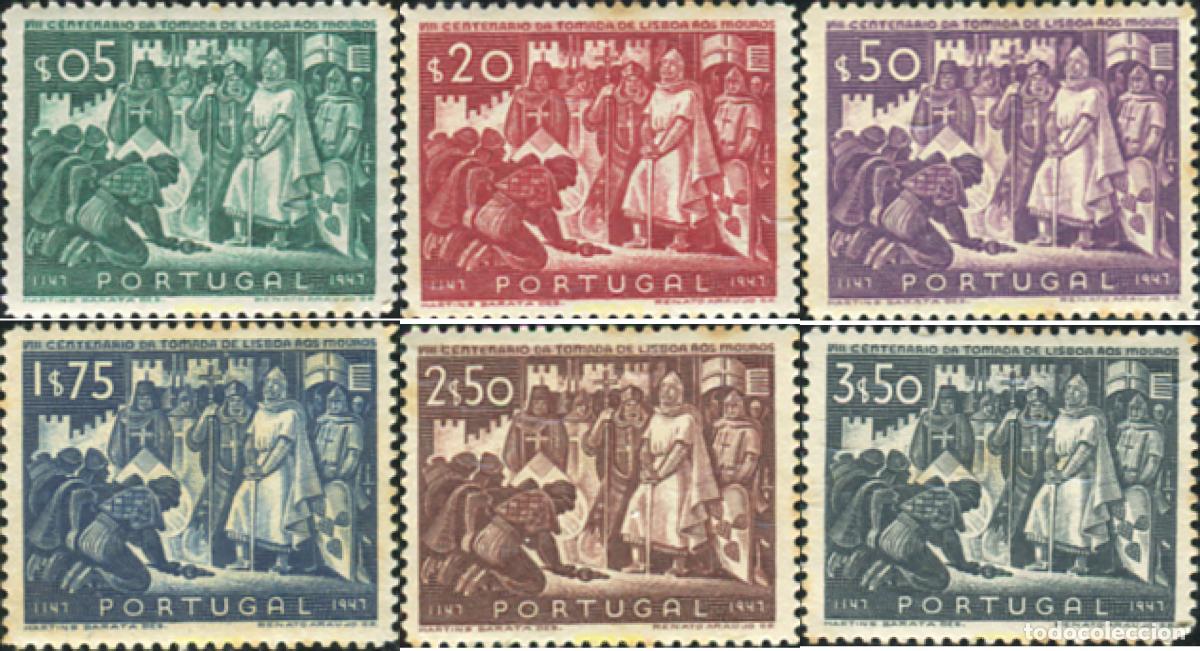 Sellos: 125369 MNH PORTUGAL 1947 8 CENTENARIO DE LA RECUPERACION DE LISBOA DE LOS MOROS