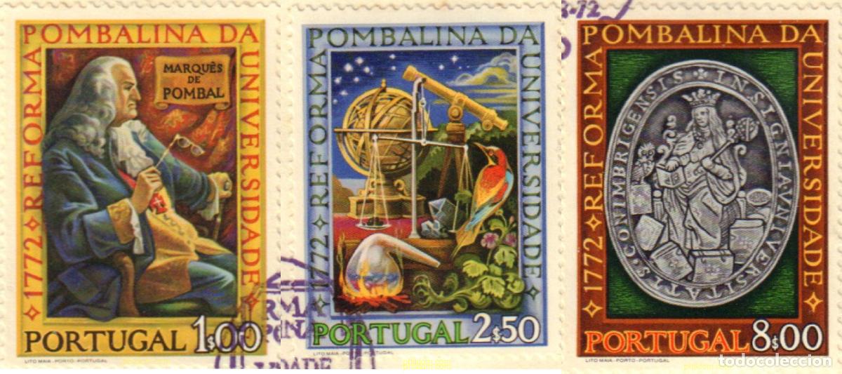 Sellos: 125599 MNH PORTUGAL 1972 200 ANIVERSARIO DE LA REFORMA DE LA UNIVERSIDAD POR EL MARQUES DE POMBAL