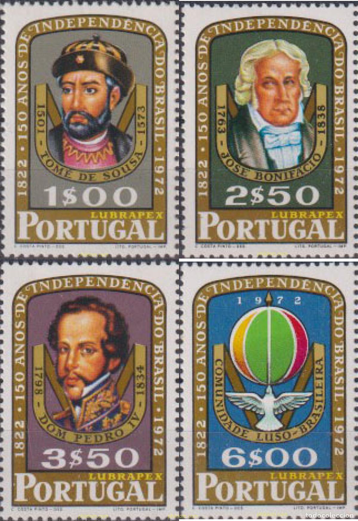 Sellos: 125600 MNH PORTUGAL 1972 150 ANIVERSARIO DE LA INDEPENDENCIA DE BRASIL
