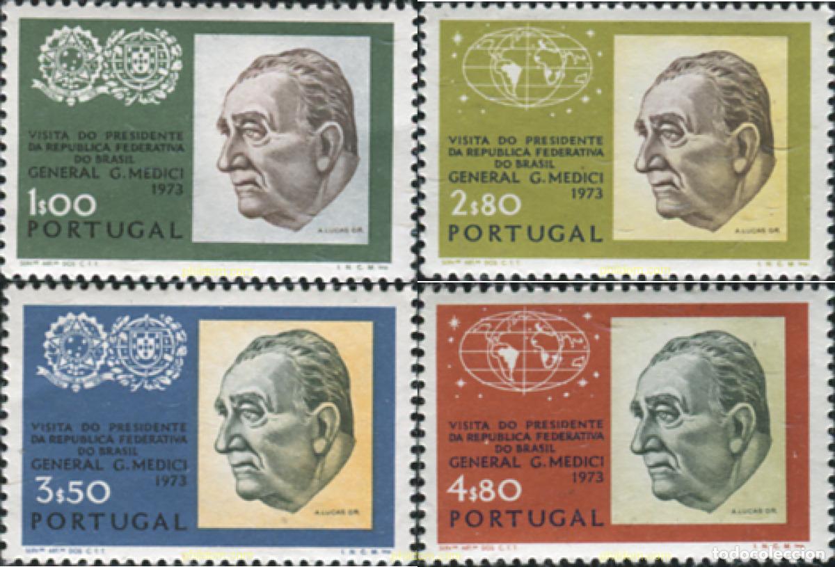 Sellos: 125609 MNH PORTUGAL 1973 VISITA DEL PRESIDENTE DE LA REPUBLICA DE BRASIL A PORTUGAL