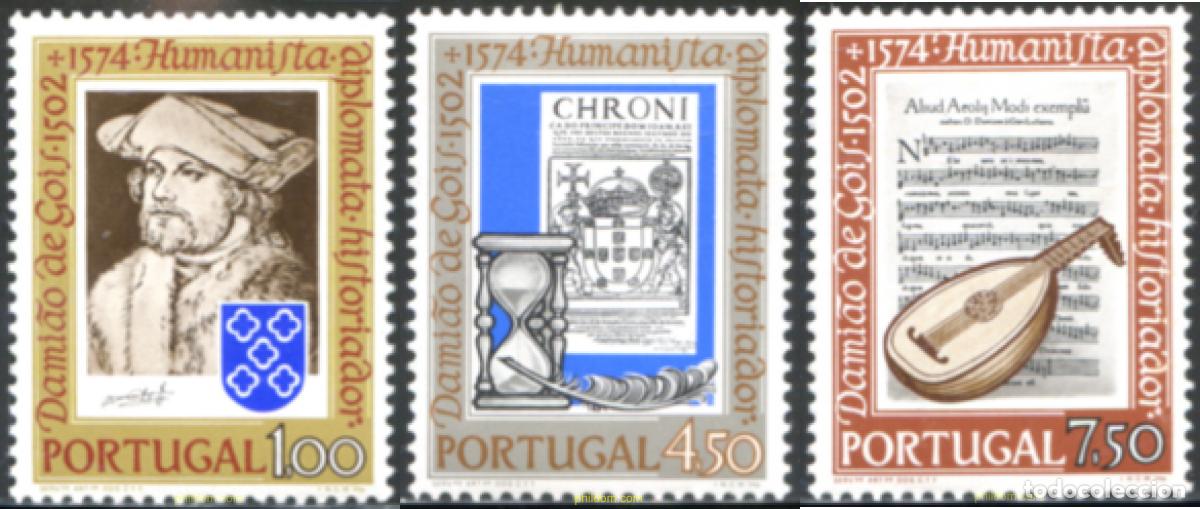 Sellos: 125634 MNH PORTUGAL 1974 400 ANIVERSARIO DE LA MUERTE DE DAMIAO DE GOIS, HISTORIADOR, HUMANISTA Y D