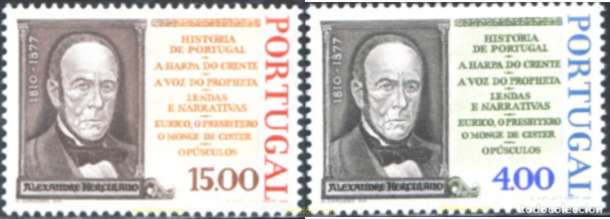 Sellos: 125704 MNH PORTUGAL 1977 CENTENARIO DE LA MUERTE DE ALEXANDRE HERCULANO