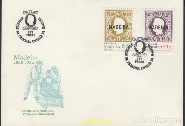 Sellos: 440965 MNH MADEIRA 1980 EVOCACION DE LA PRIMERA EMISION DE SELLOS POSTALES DE MADEIRA