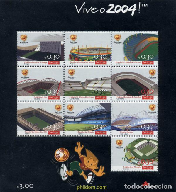 Sellos: 225730 MNH PORTUGAL 2003 EUROCOPA DE FUTBOL. PORTUGAL 2004